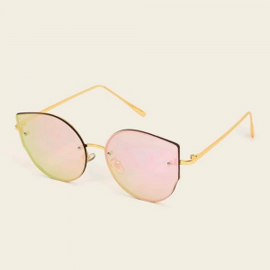 Lentes De Sol Gafas Sin Marco Con Estuche Moda Rosa Elegante