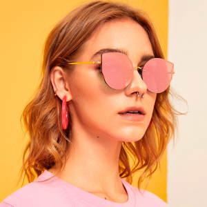 Lentes De Sol Gafas Sin Marco Con Estuche Moda Rosa Elegante