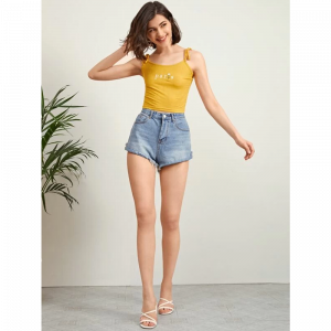 Crop Top De Canale Amarillo Blusa Tirantes Ajustables