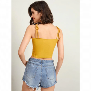 Crop Top De Canale Amarillo Blusa Tirantes Ajustables